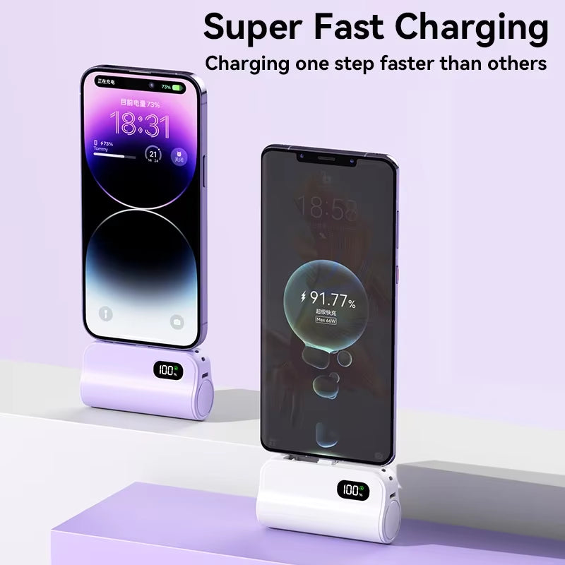 Mini Capsule 50000Mah High Capacity Power Bank Portable Wireless Fast Charging External Battery for Iphone Huawei Samsung